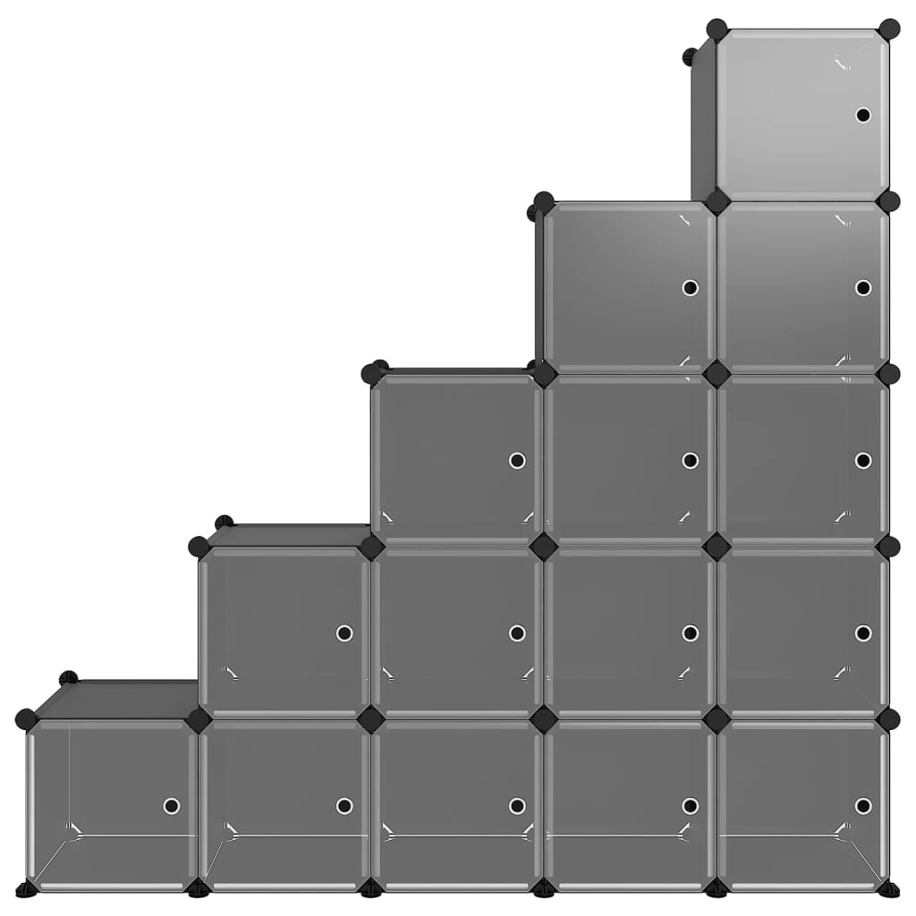 Muebles de almacenamiento de Vidaxl con 15 compartimentos y puertas Polypropene Black