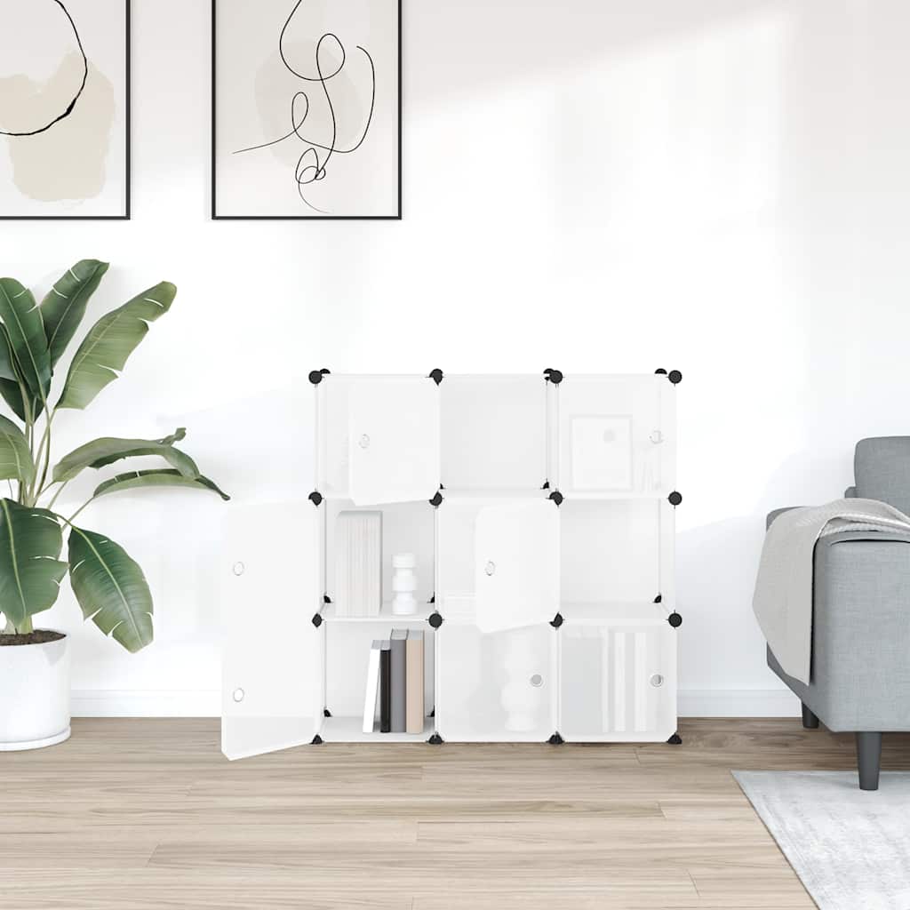 Mobili di stoccaggio Vidaxl con 9 compartimenti e porte in polipropene trasparente