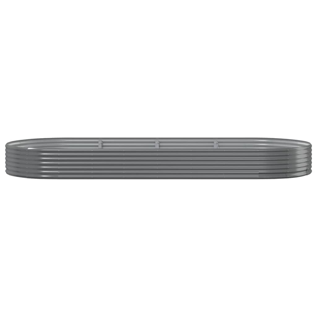 Vidaxl fioriera 373x140x36 cm in polvere grigio in acciaio rivestito