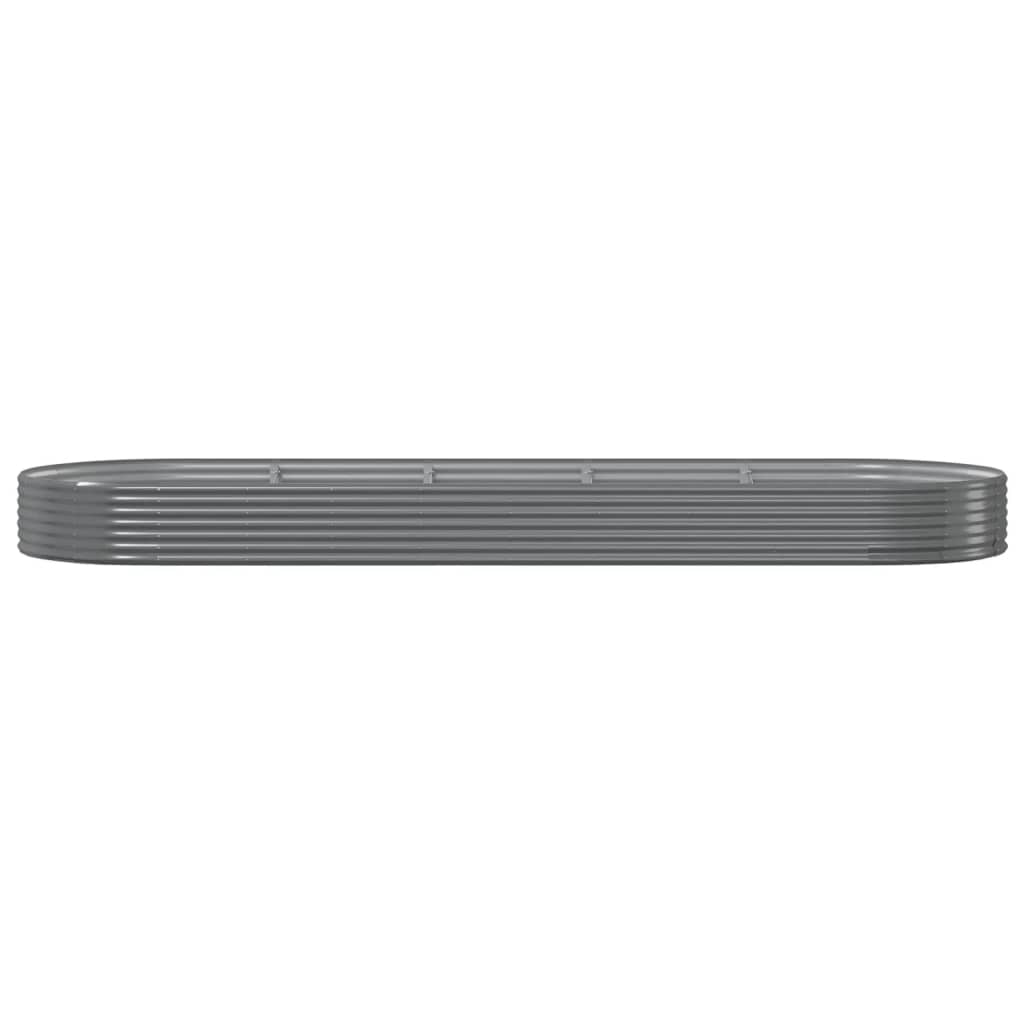 Scatola di pianificazione Vidaxl 450x140x36 cm in polvere grigio in acciaio rivestito
