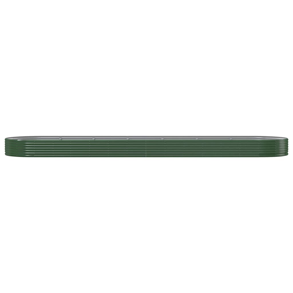 Scatola di pianificazione Vidaxl 600x140x36 cm in polvere verdi in acciaio rivestito