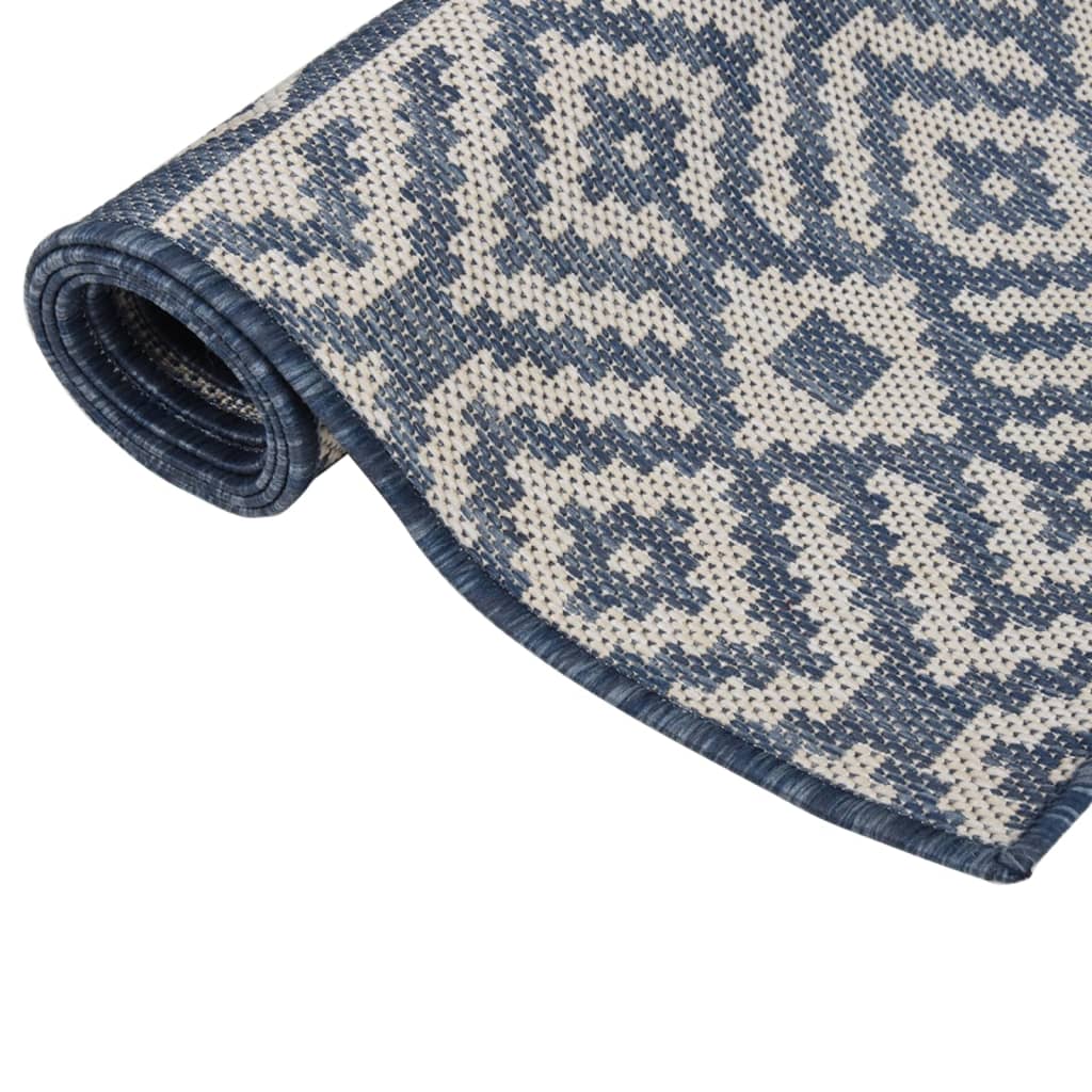 Vidaxl tappeto esterno con pattern piatto -80x250 cm blu