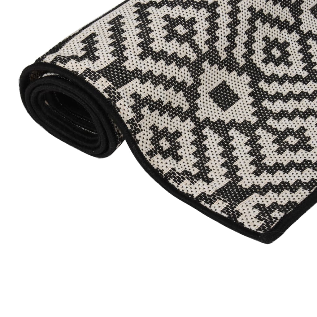 Vidaxl tappeto esterno con pattern piatto -80x150 cm nero