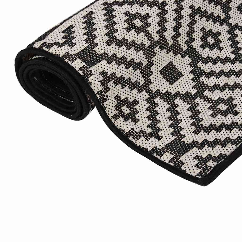 Vidaxl tappeto esterno con pattern piatto -velle 100x200 cm nero