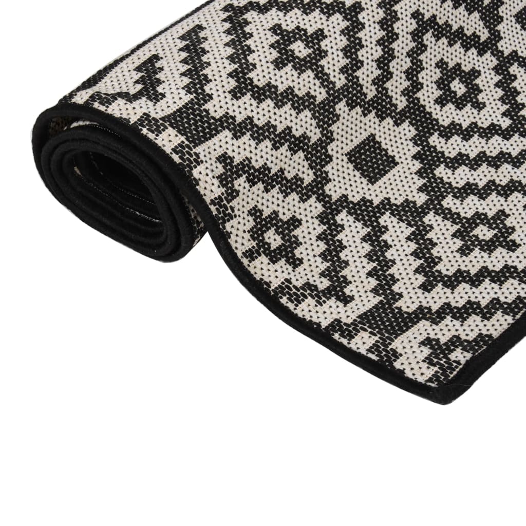 Vidaxl tappeto esterno con pattern piatto -Weoven 120x170 cm nero