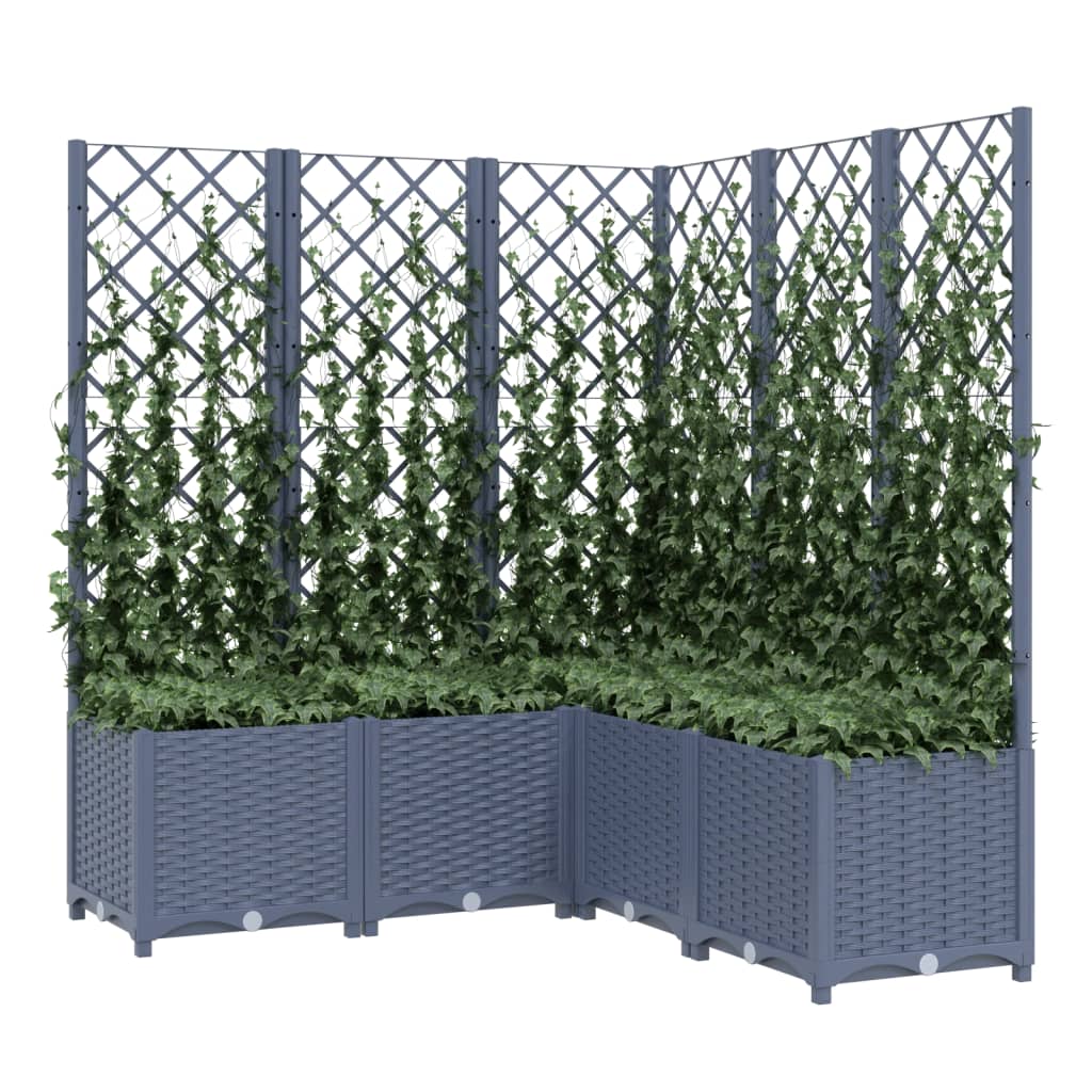 Vidaxl fioriera con slat work 120x120x136 cm polipropene grigio scuro