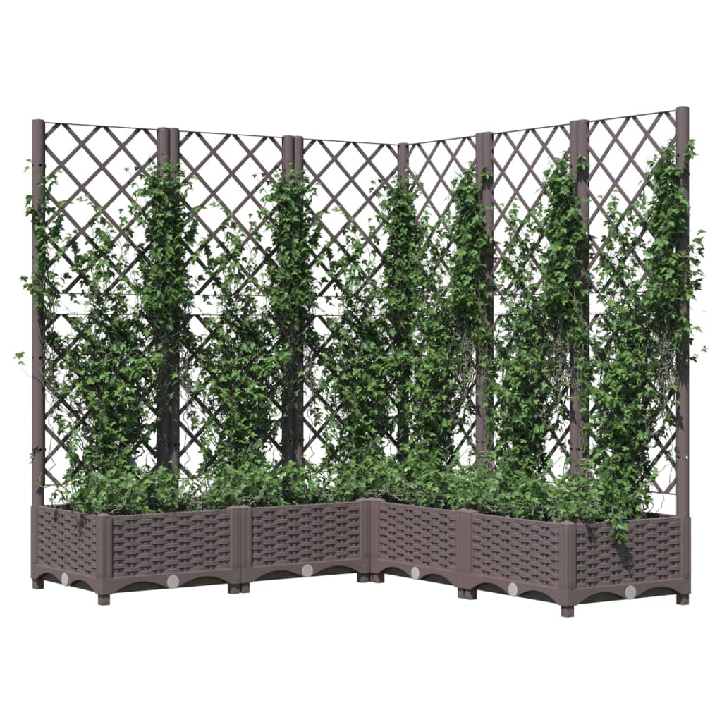 Vidaxl fioriera con slat work 120x120x121,5 cm in polipropene marrone