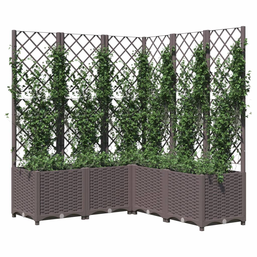 Fioriera Vidaxl con slat lavoro 120x120x136 cm in polipropene marrone