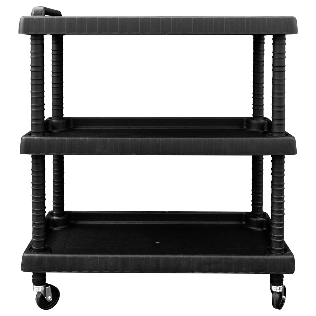 Vidaxl Tool Trolley a 3 strati 75x37.5x92 cm Polypropene Black