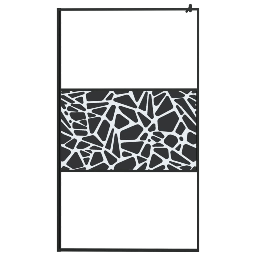 Vidaxl Muro de ducha con motivo de piedra 115x195 cm ESG Glass Negro