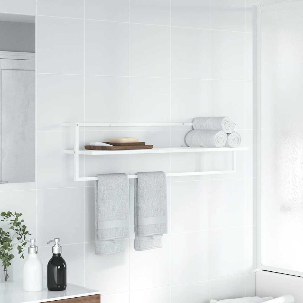 Estante de toalla Vidaxl 95x25x22 cm de hierro blanco