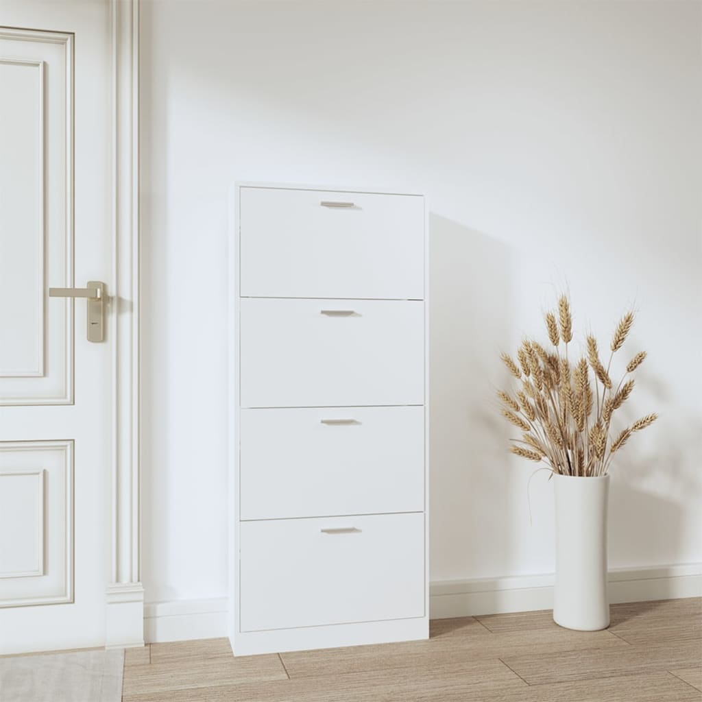 Gabinete de zapatos Vidaxl 59x17x150 cm de madera procesada blanca