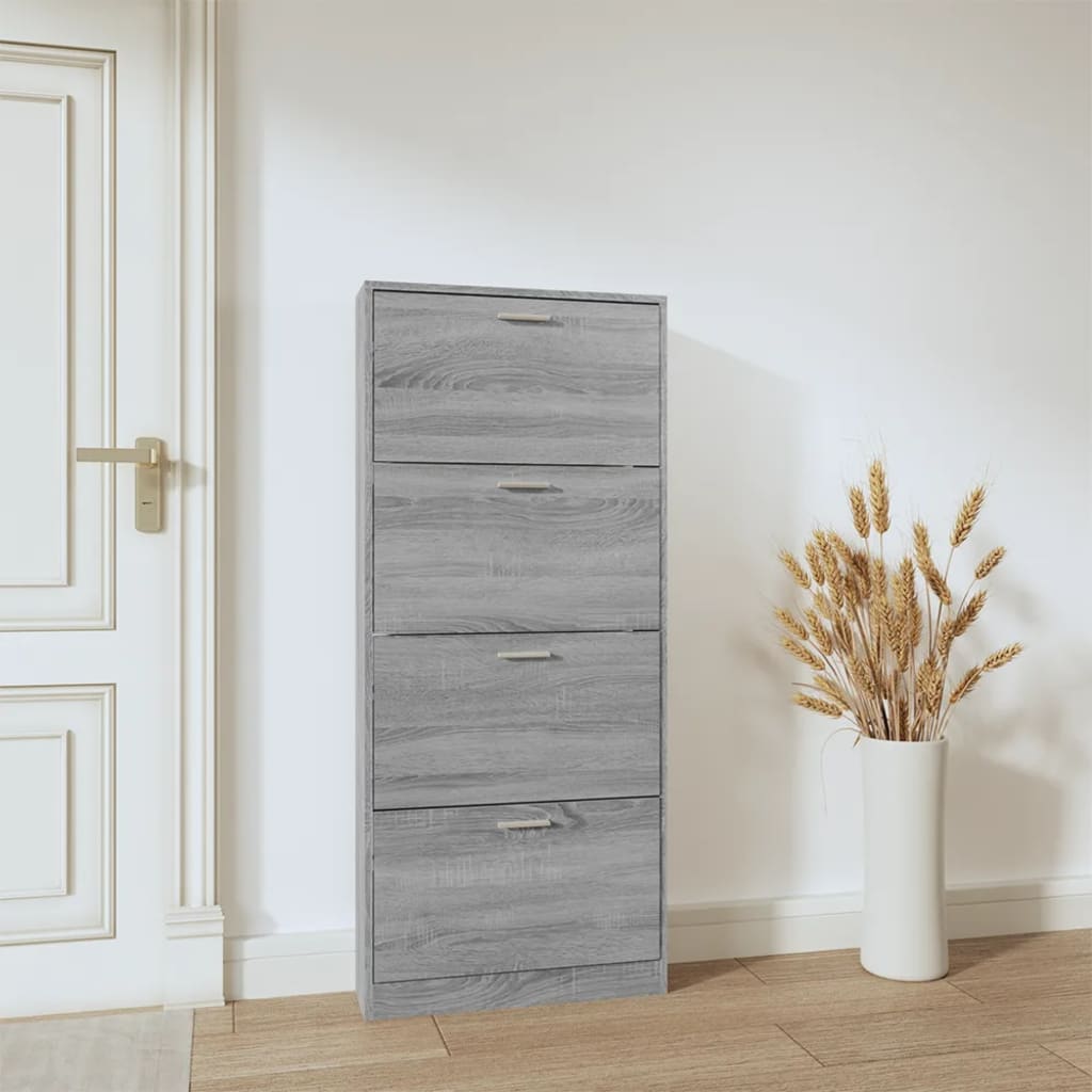 Gabinete de zapato Vidaxl 59x17x150 cm de madera propiedad de madera gris sonoma