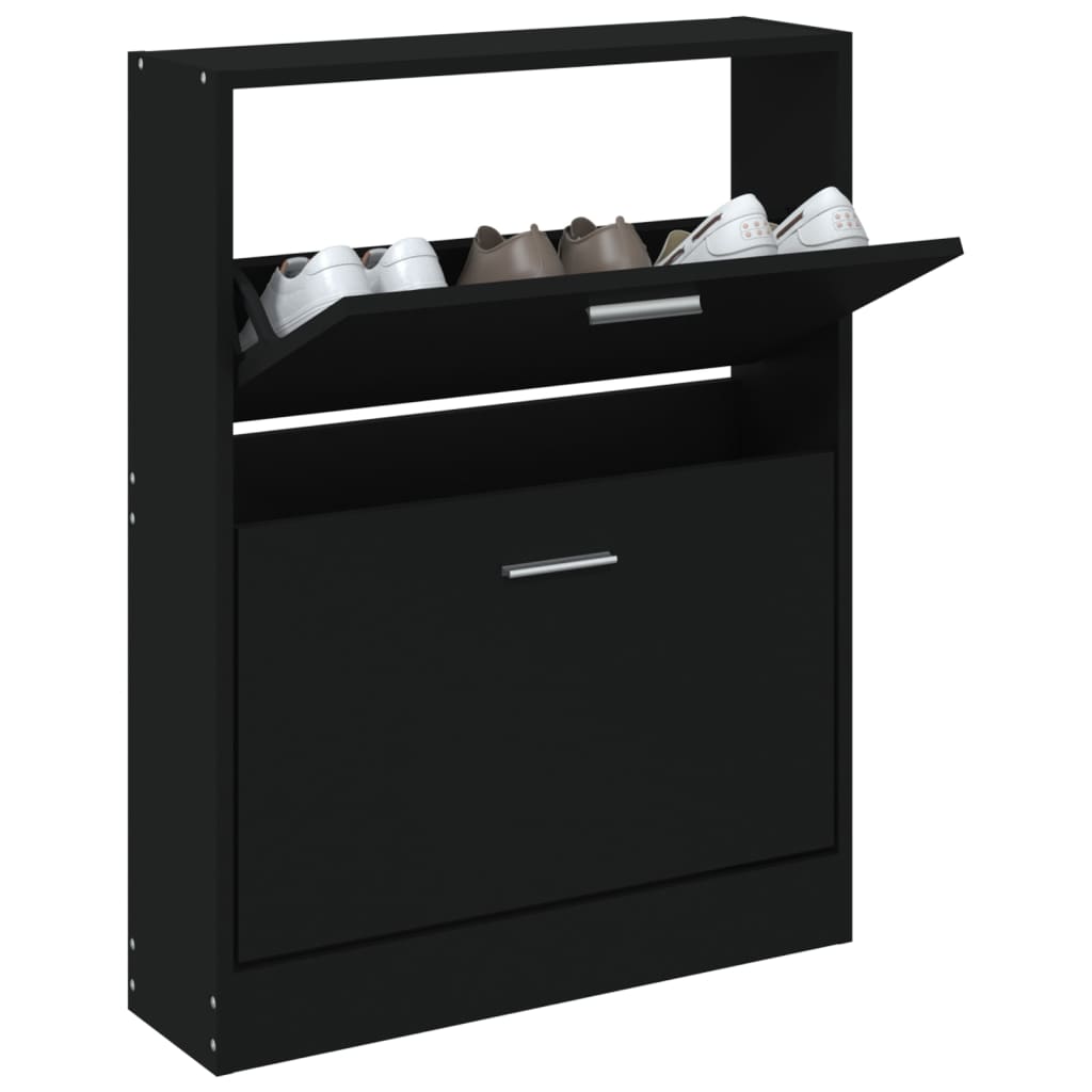 Gabinete de zapatos Vidaxl 59x17x81 cm de madera propiedad de negro