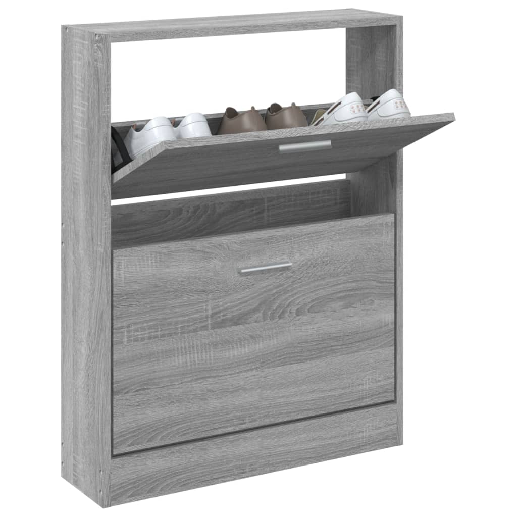 Gabinete de zapatos Vidaxl 59x17x81 cm de madera procesada Sonoma gris