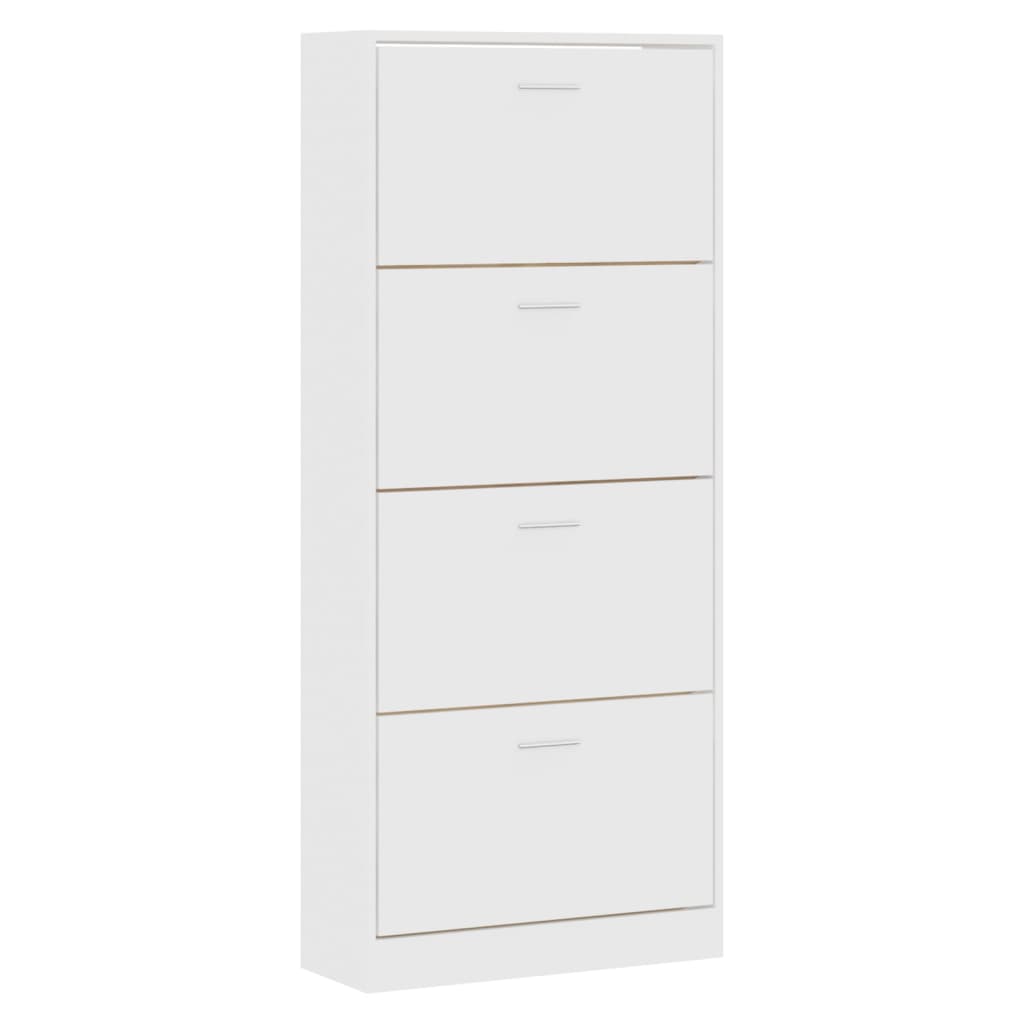 Gabinete de zapatos Vidaxl 63x24x147 cm de madera procesada blanca