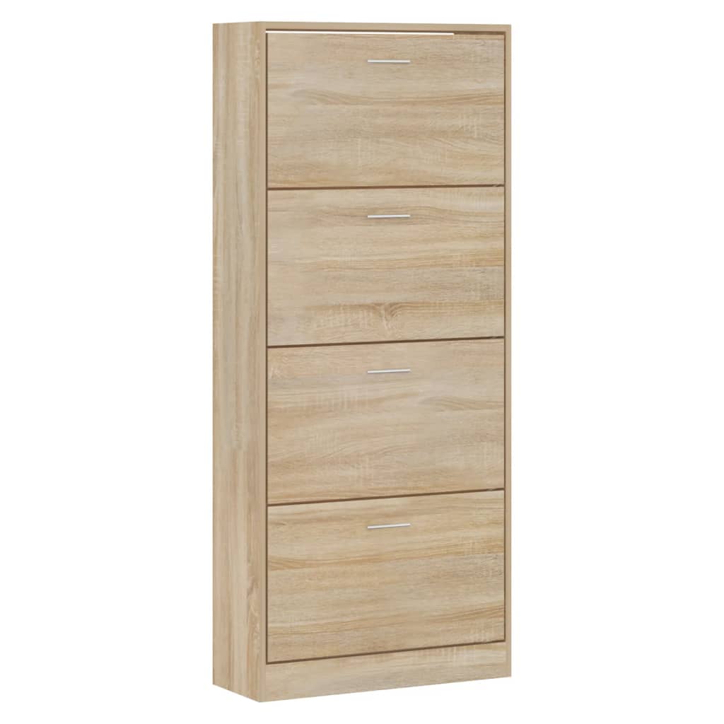 Gabinete de zapatos Vidaxl 63x24x147 cm de madera propiedad soma de roble coloreado