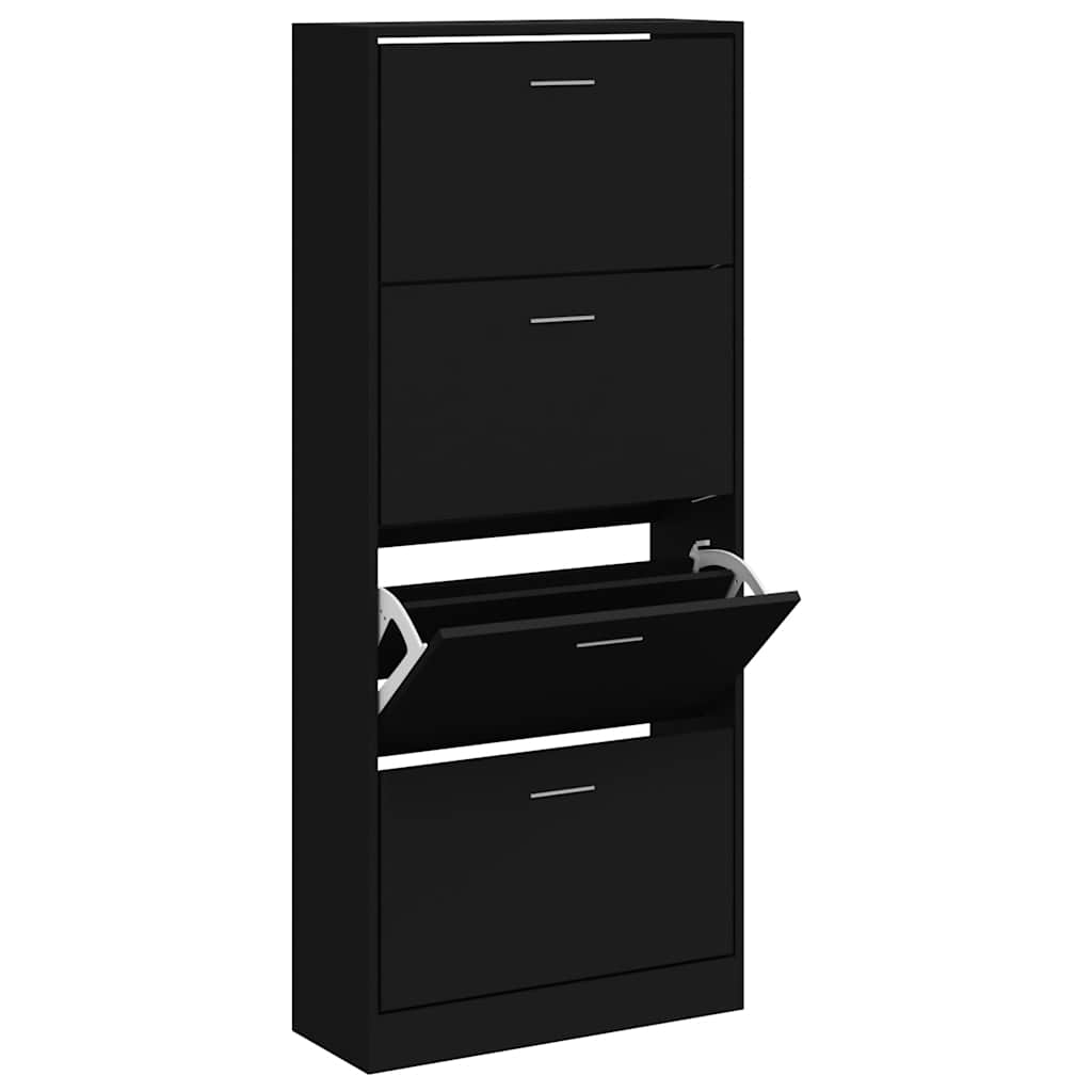 Gabinete de zapatos Vidaxl 63x24x147 cm de madera propiedad de negro