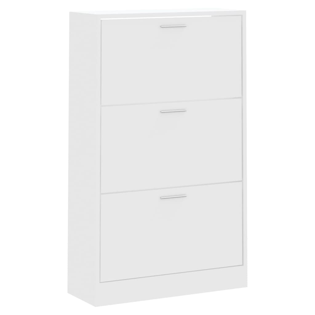 Gabinete de zapatos Vidaxl 63x24x103 cm de madera procesada blanca