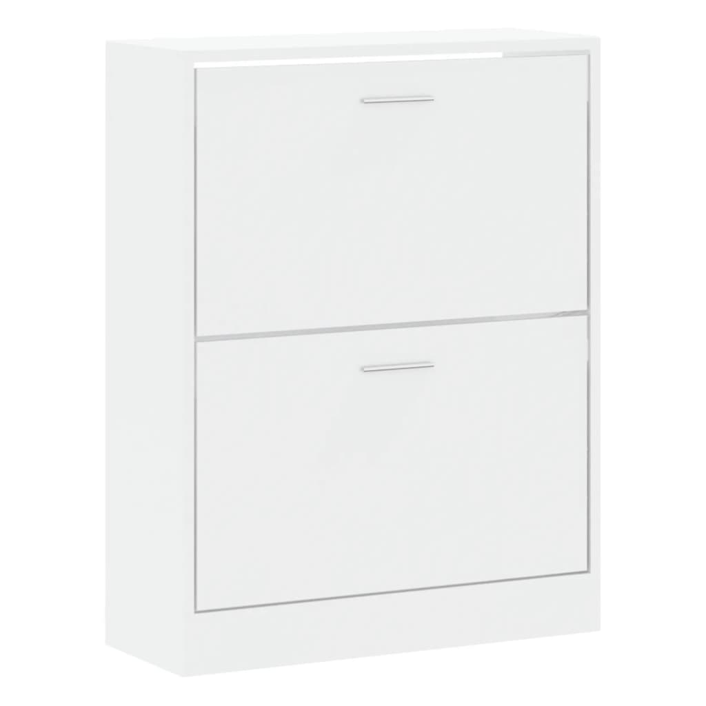 Gabinete de zapatos Vidaxl 63x24x81 cm Madera procesada blanca de alto brillo