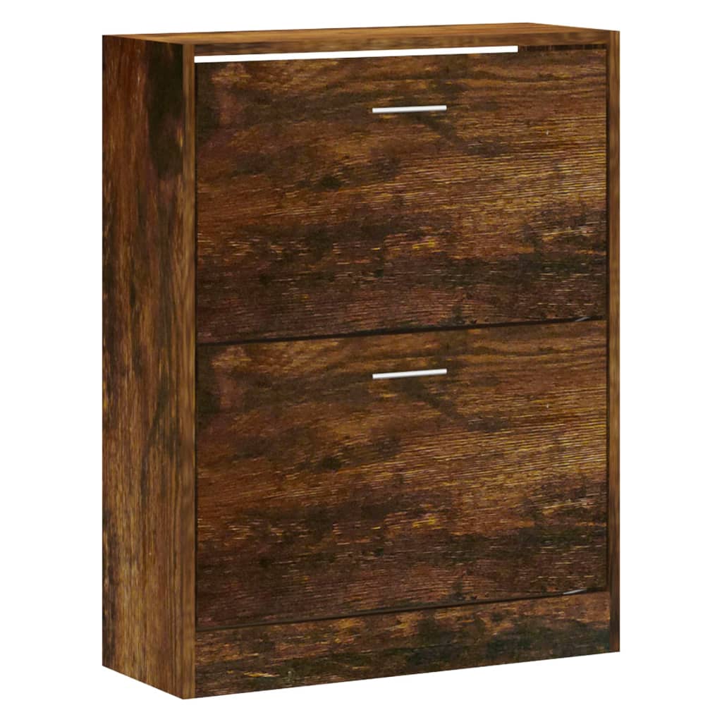 Gabinete de zapatos Vidaxl 63x24x81 cm de madera propiedad de roble ahumado