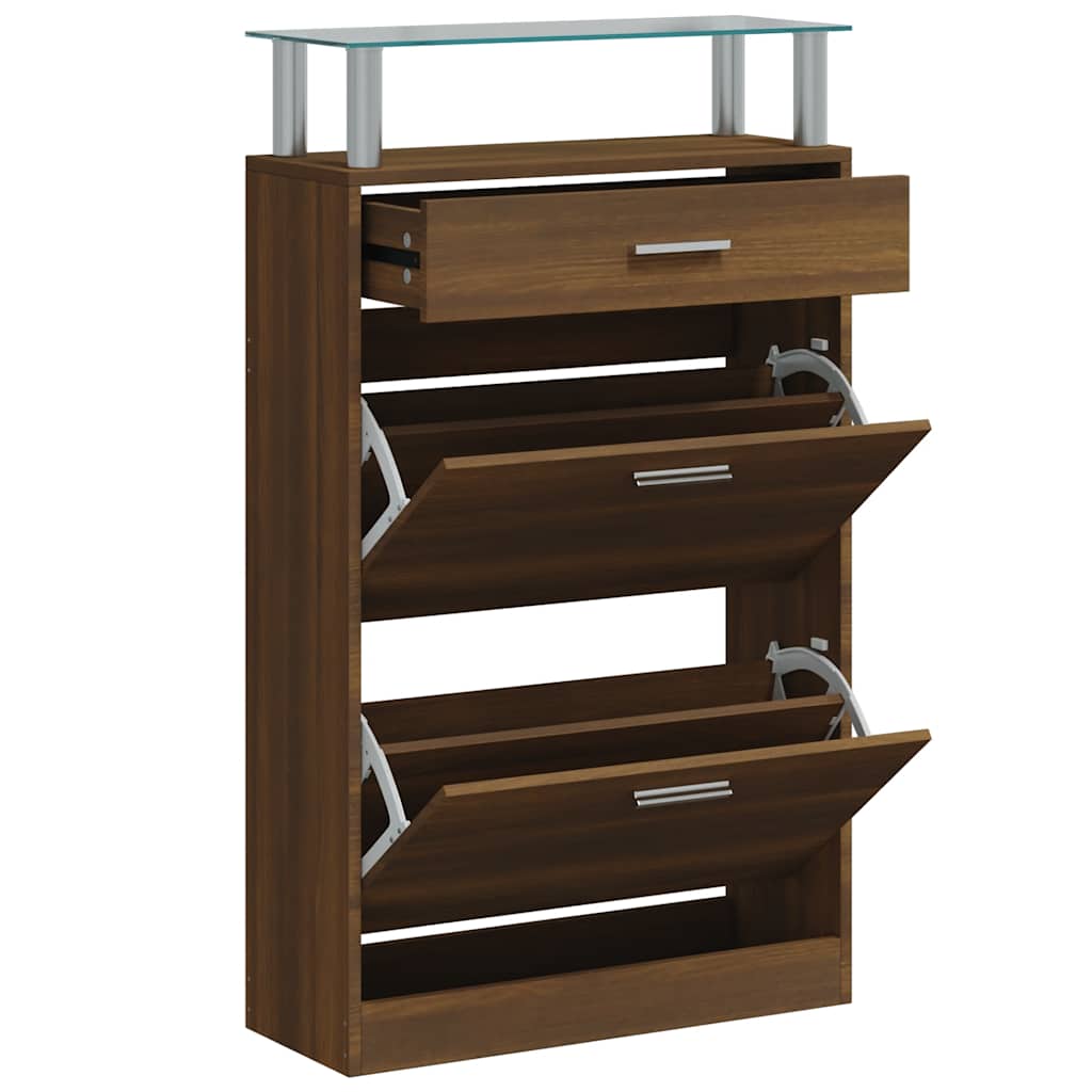 Vidaxl schoenenkast 63x24x104 cm bewerkt hout bruin eikenkleur