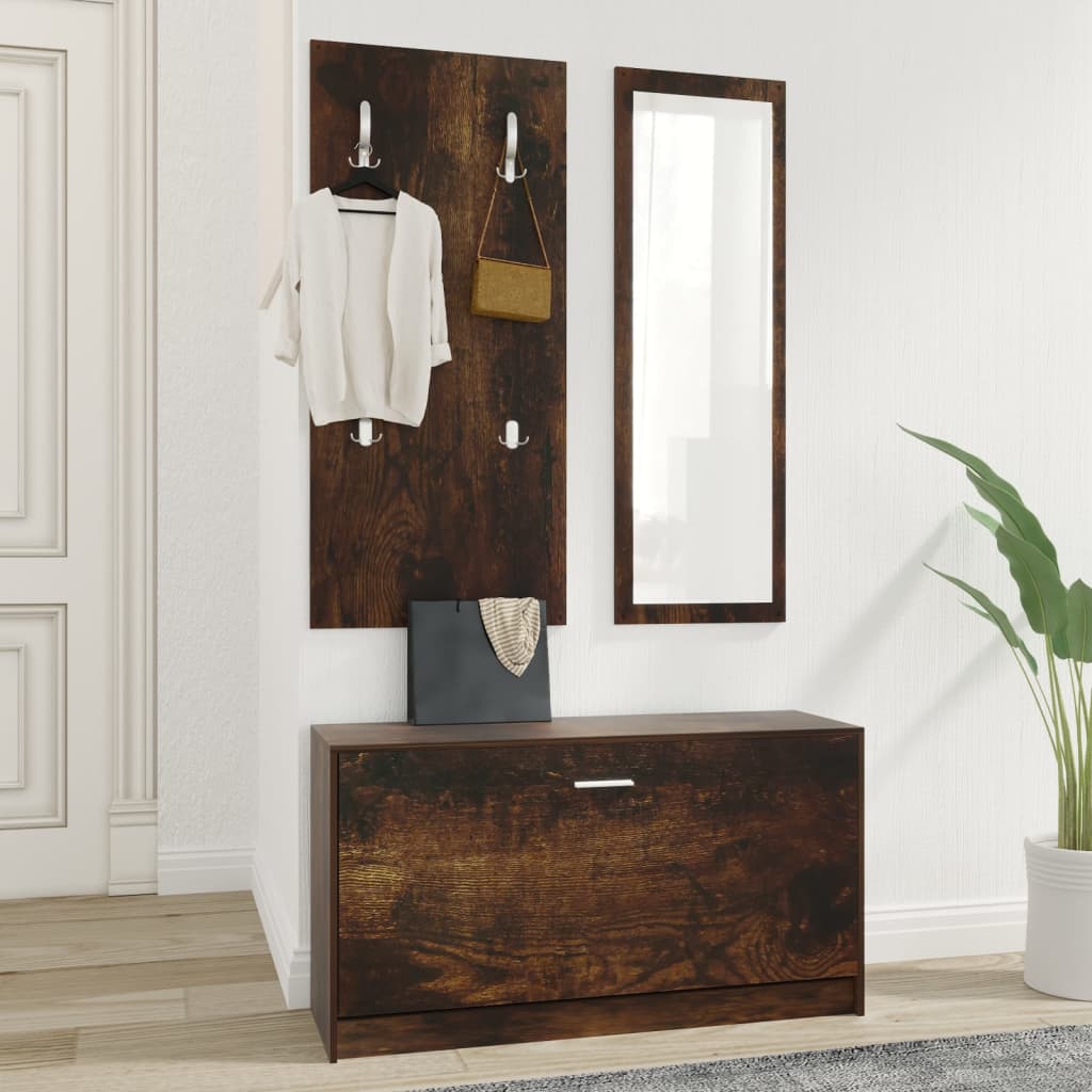 Juego de gabinete de zapatos Vidaxl 3 en 1 madera editada Sonoma Oak coloreed