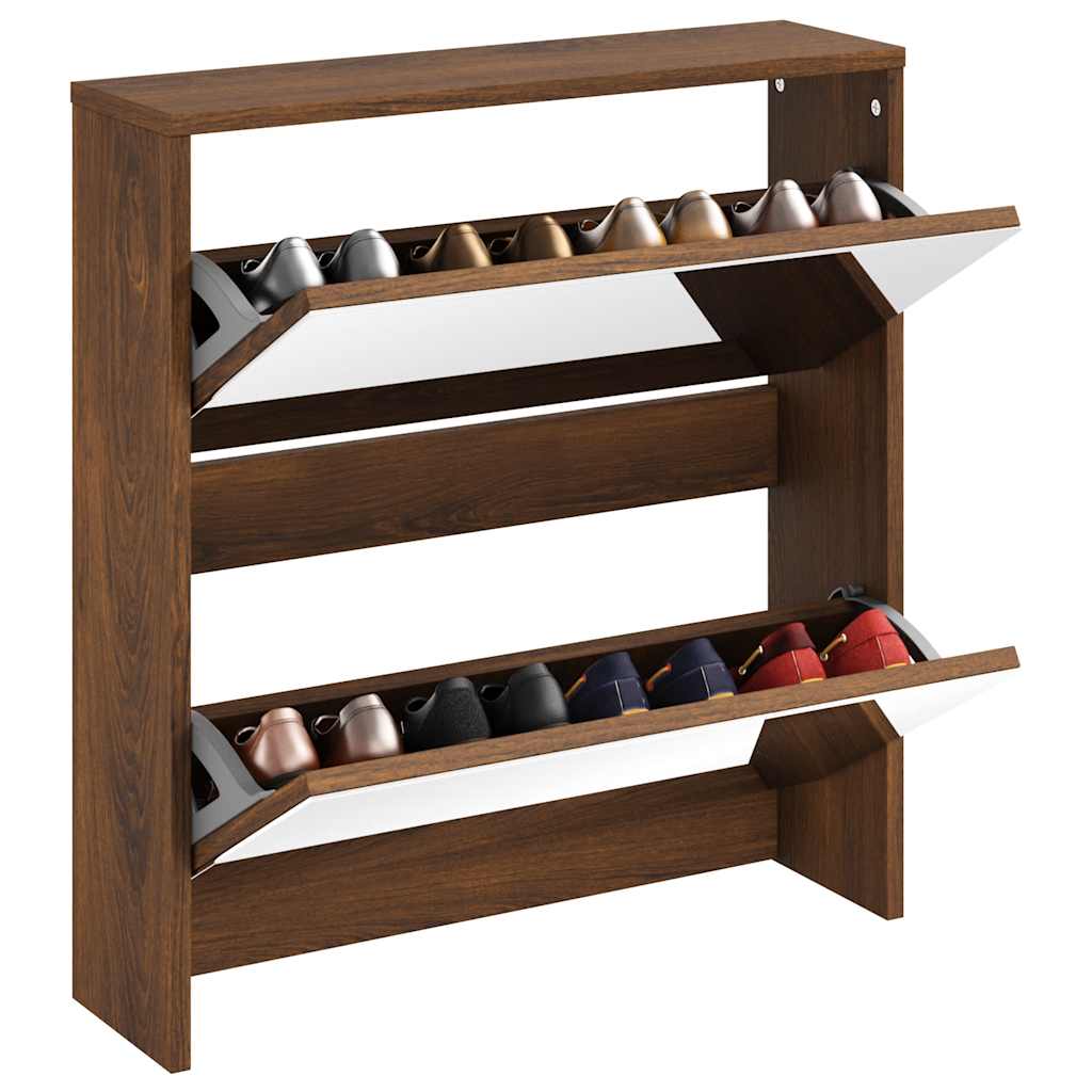 Gabinete de zapato Vidaxl con espejo 2 capas 63x17x67 cm Browniken