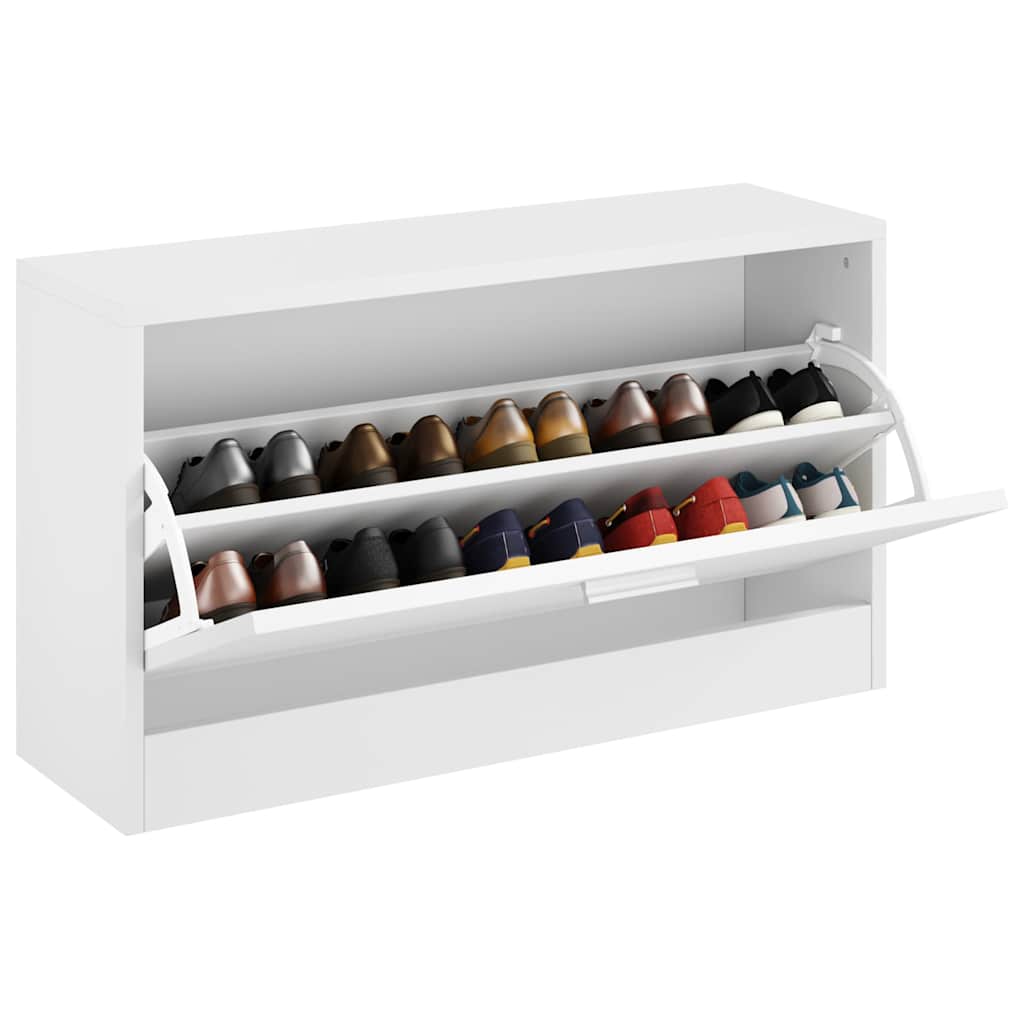 Vidaxl Shoe Rack 80x24x45 cm Madera procesada Alto brillo blanco