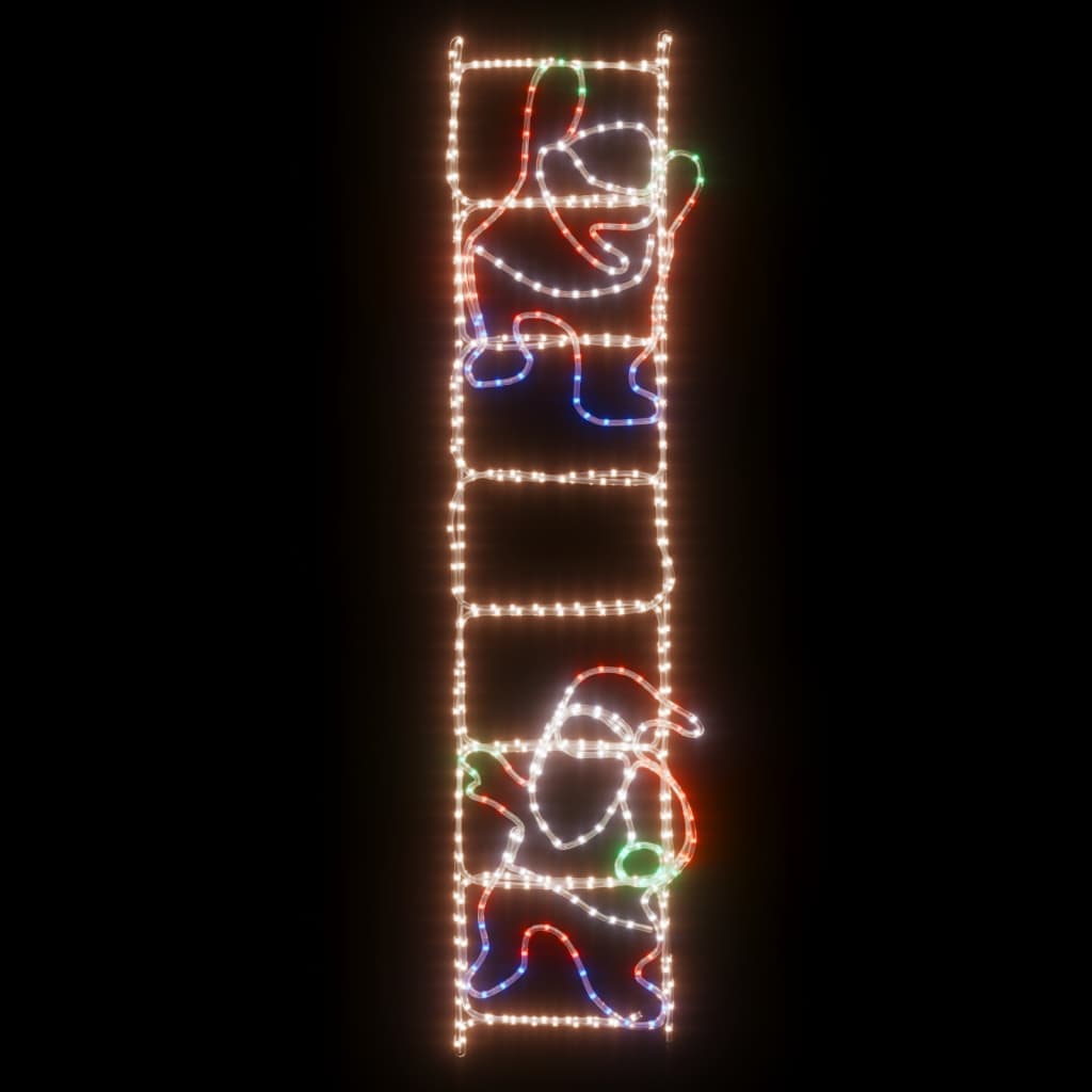 Vidaxl Figura natalizia Babbo Natale sulla scala pieghevole 552 LED 50x200 cm