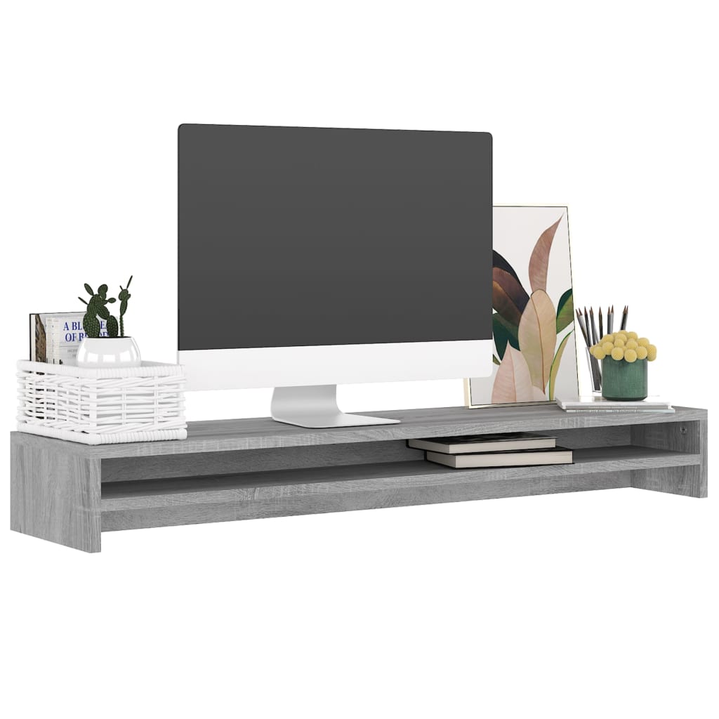 Vidaxl Monitor Standard 100x24x13 cm de madera procesada gris soma roble