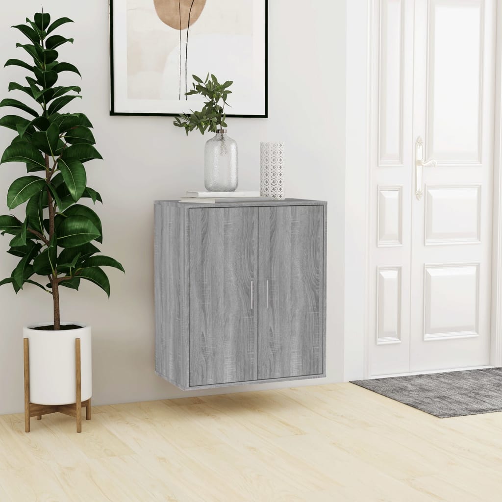 Gabinete de zapatos Vidaxl 60x35x70 cm de madera propiedad de madera de ok gris coloreada