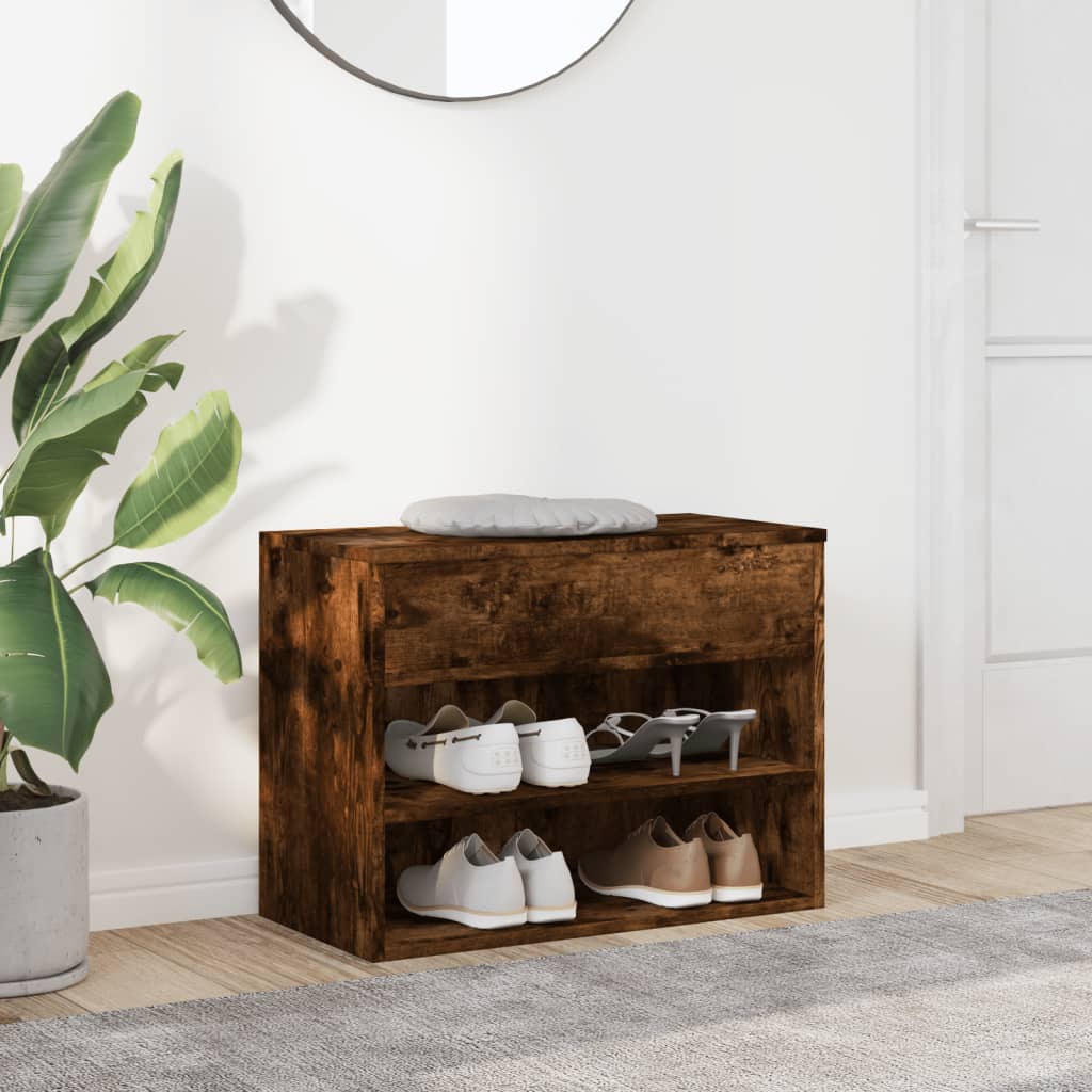 Vidaxl Shoes Bank 60x30x45 cm de madera propiedad de madera ahumada coloreada