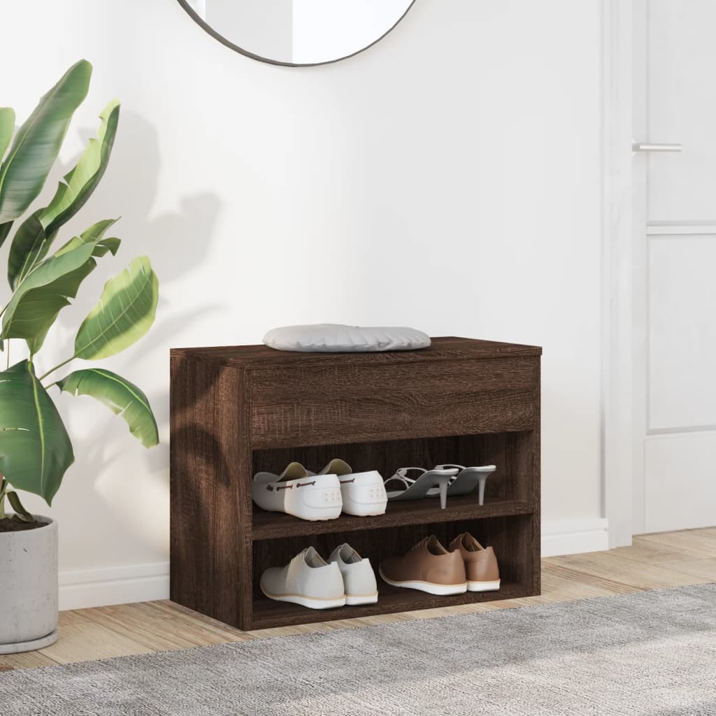 Vidaxl Shoes Bank 60x30x45 cm Color de roble de madera propiedad de madera propiedad