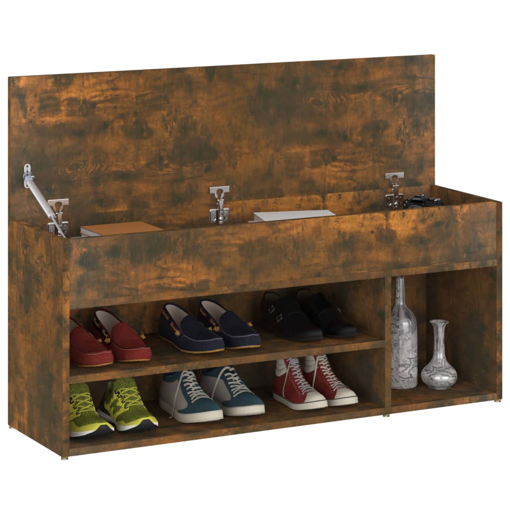 Sofá de zapatos Vidaxl 105x30x45 cm de madera procesada de roble ahumado