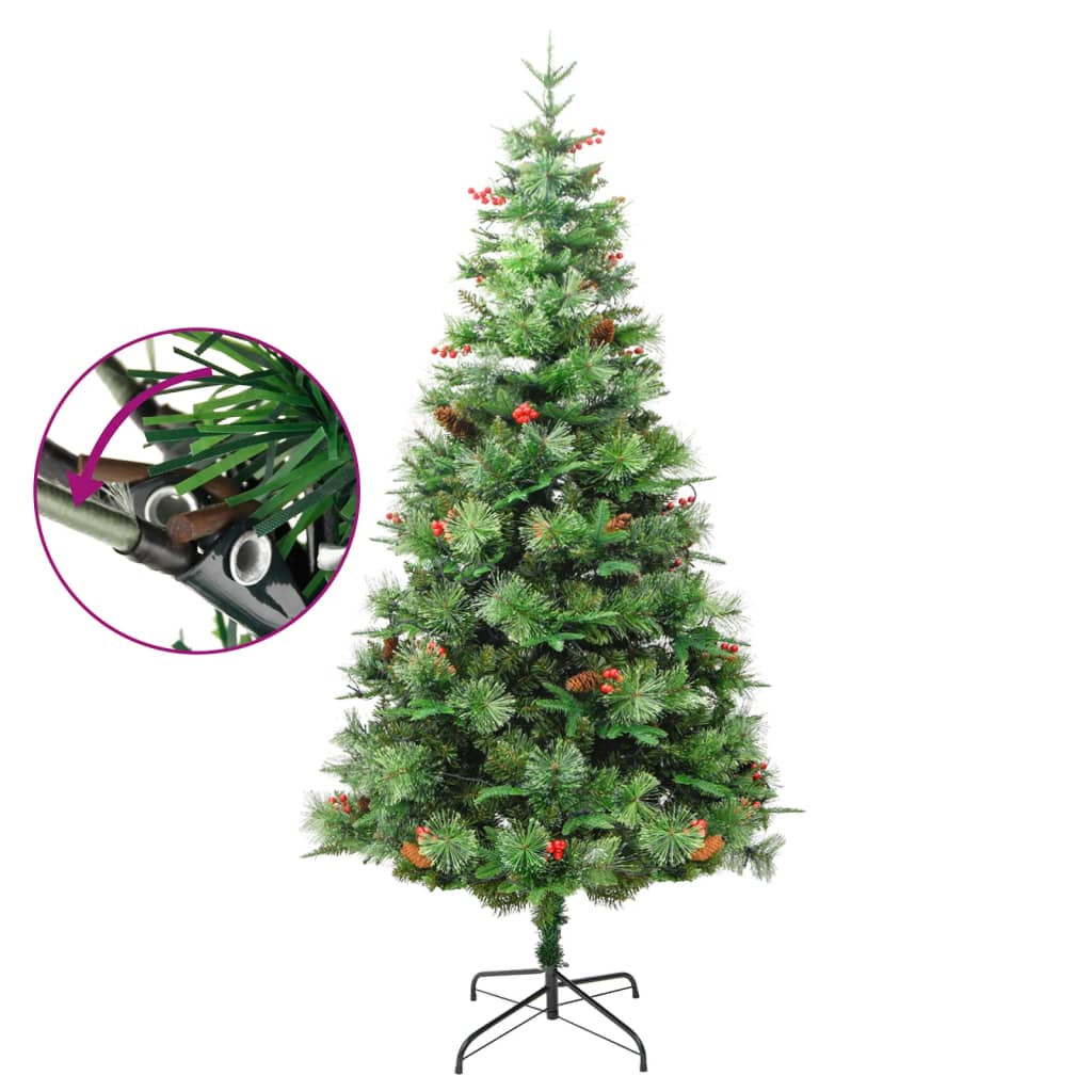 Vidaxl Tree di Natale con coni a LED e pini 195 cm PVC e PE Green