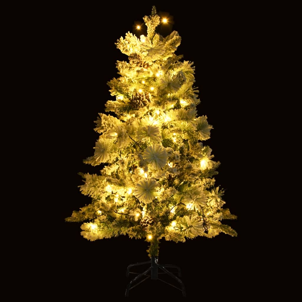 Albero di Natale Vidaxl con coni a LED e pini e neve 150 cm PVC e PE