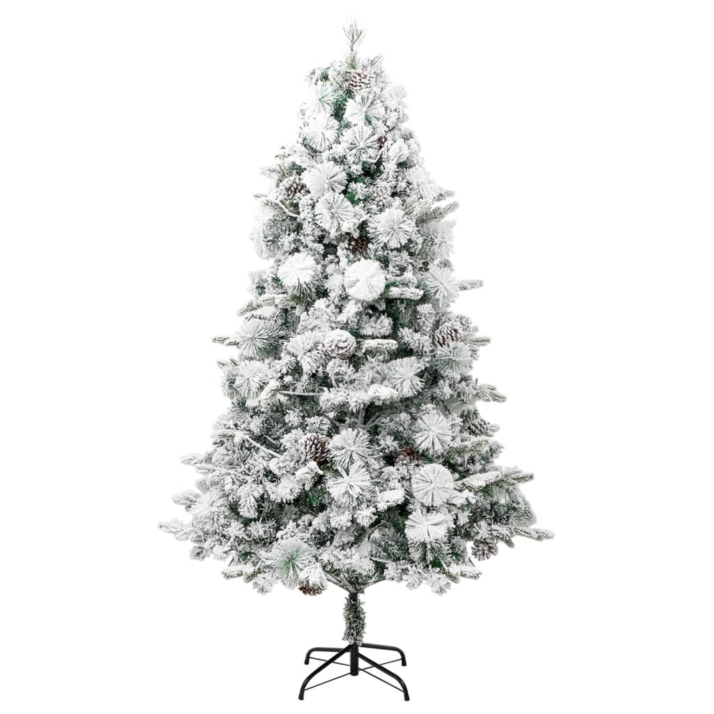 Albero di Natale Vidaxl con coni a LED e pini e neve 195 cm PVC e PE