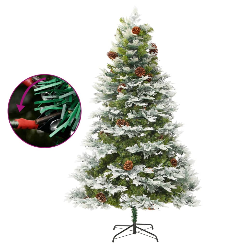 Albero di Natale Vidaxl con coni a LED e pini 225 cm PVC e PE Green