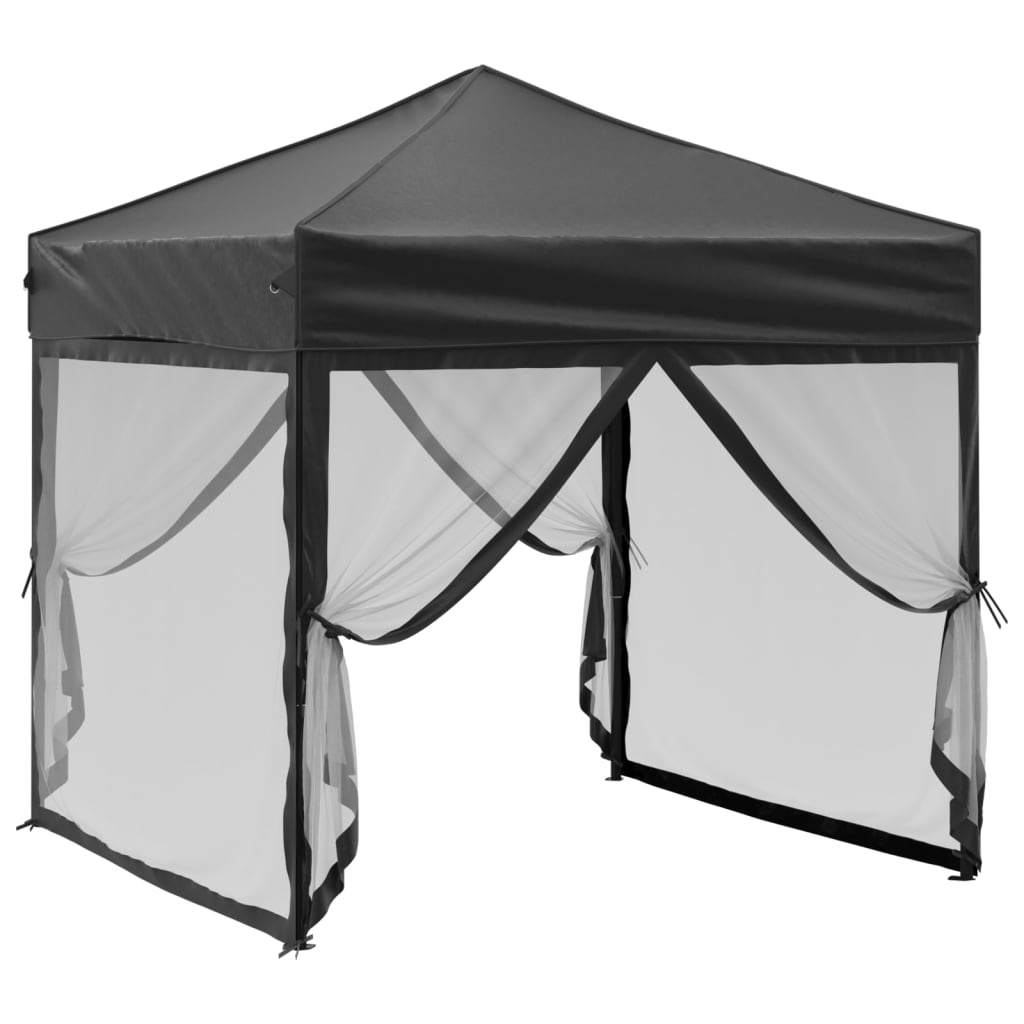 Vidaxl PartyTent pieghevole con pareti laterali 2x2 m nero