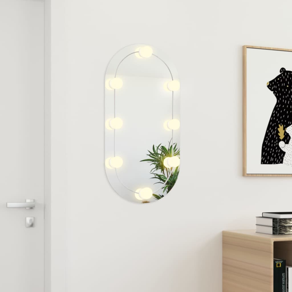 Espejo Vidaxl con iluminación LED oval de 80x40 cm de vidrio