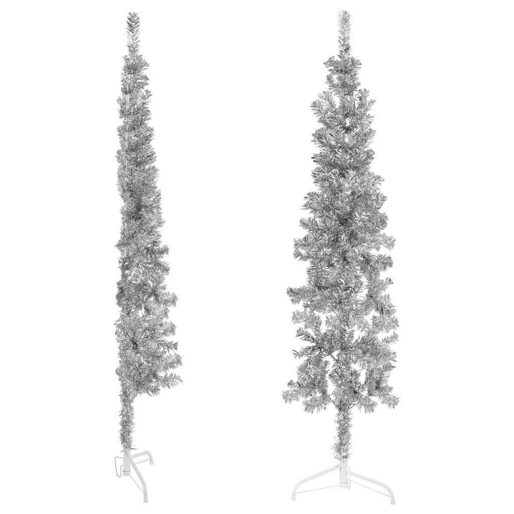 Vidaxl Kunstkerstboom metà con argento stretto standard 120 cm colorato