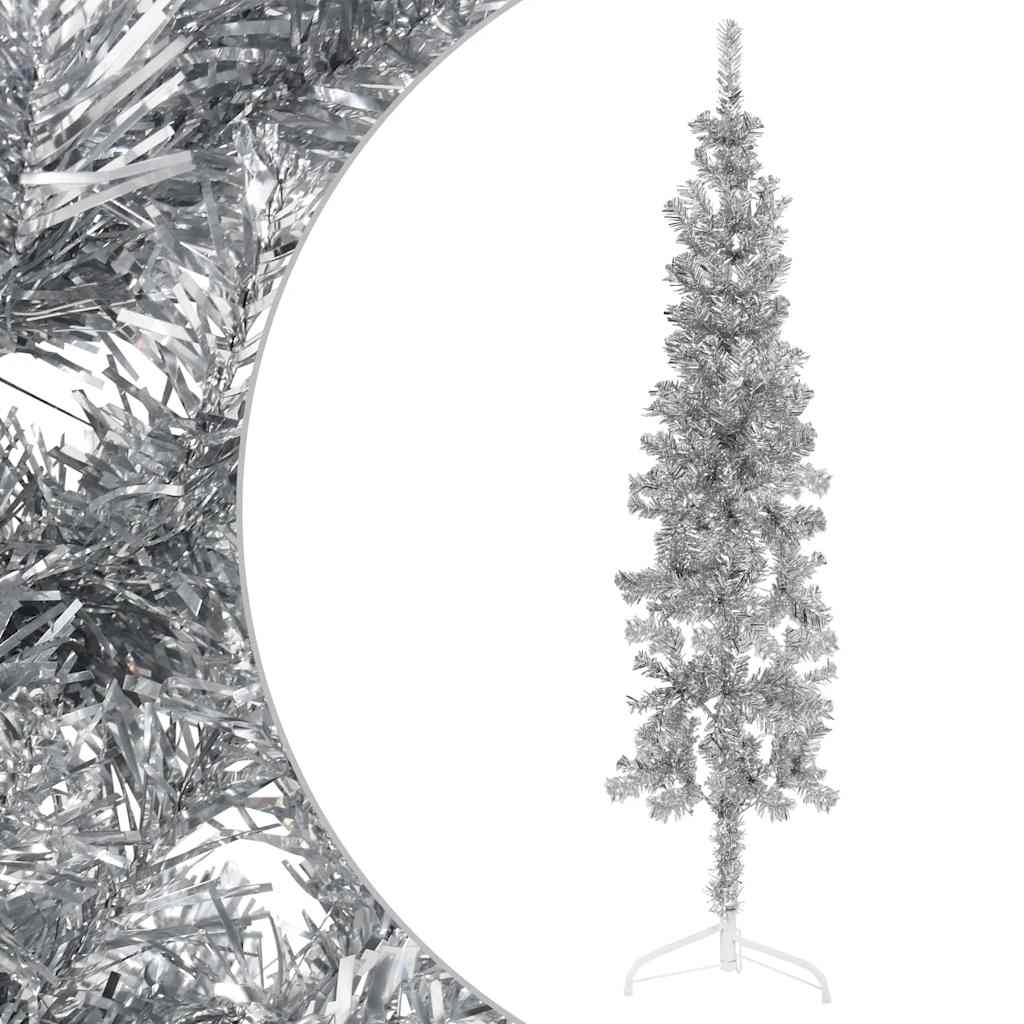 Vidaxl Kunstkerstboom metà con argento stretto standard da 180 cm di colore argento