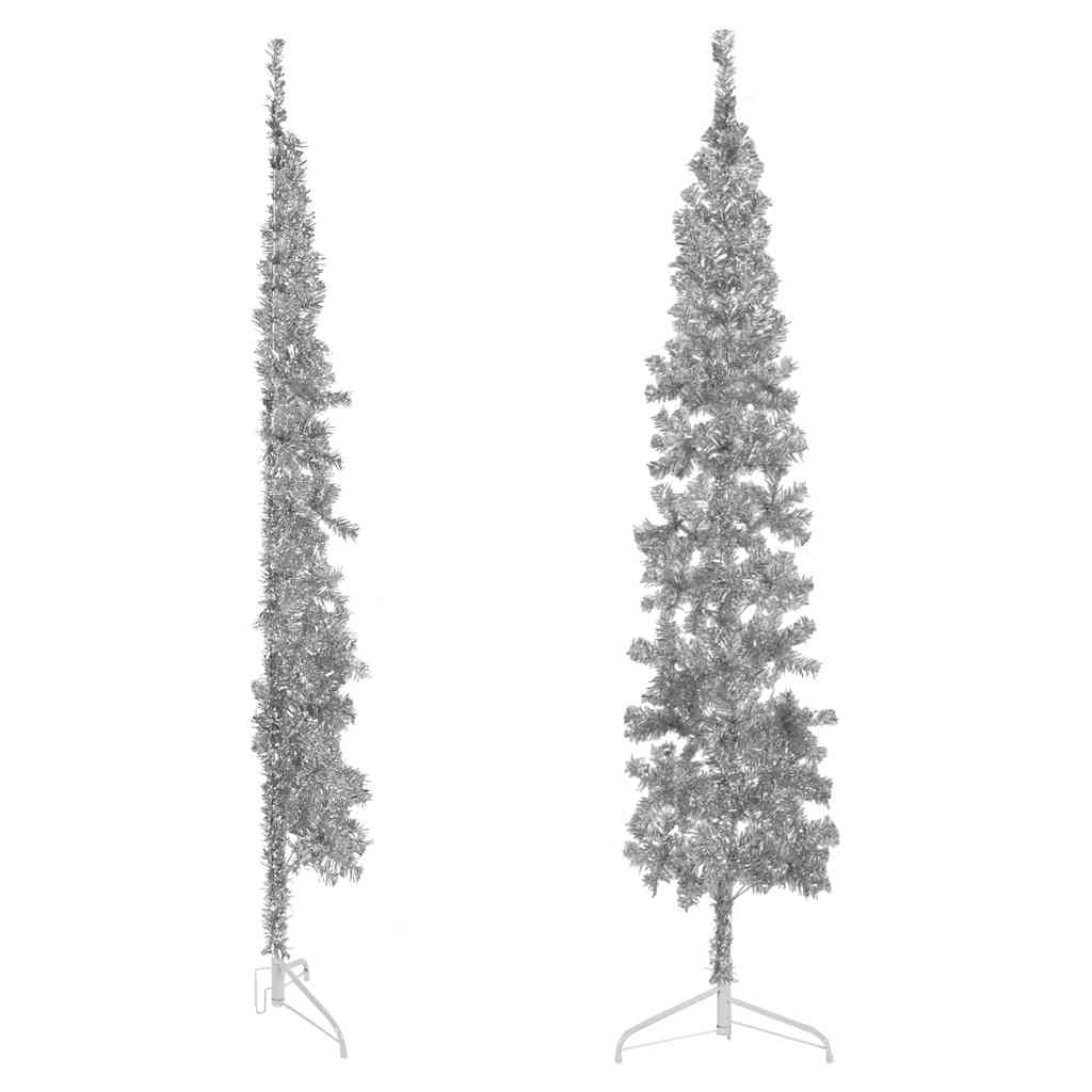 Vidaxl Kunstkerstboom metà con argento stretto standard 240 cm colorato