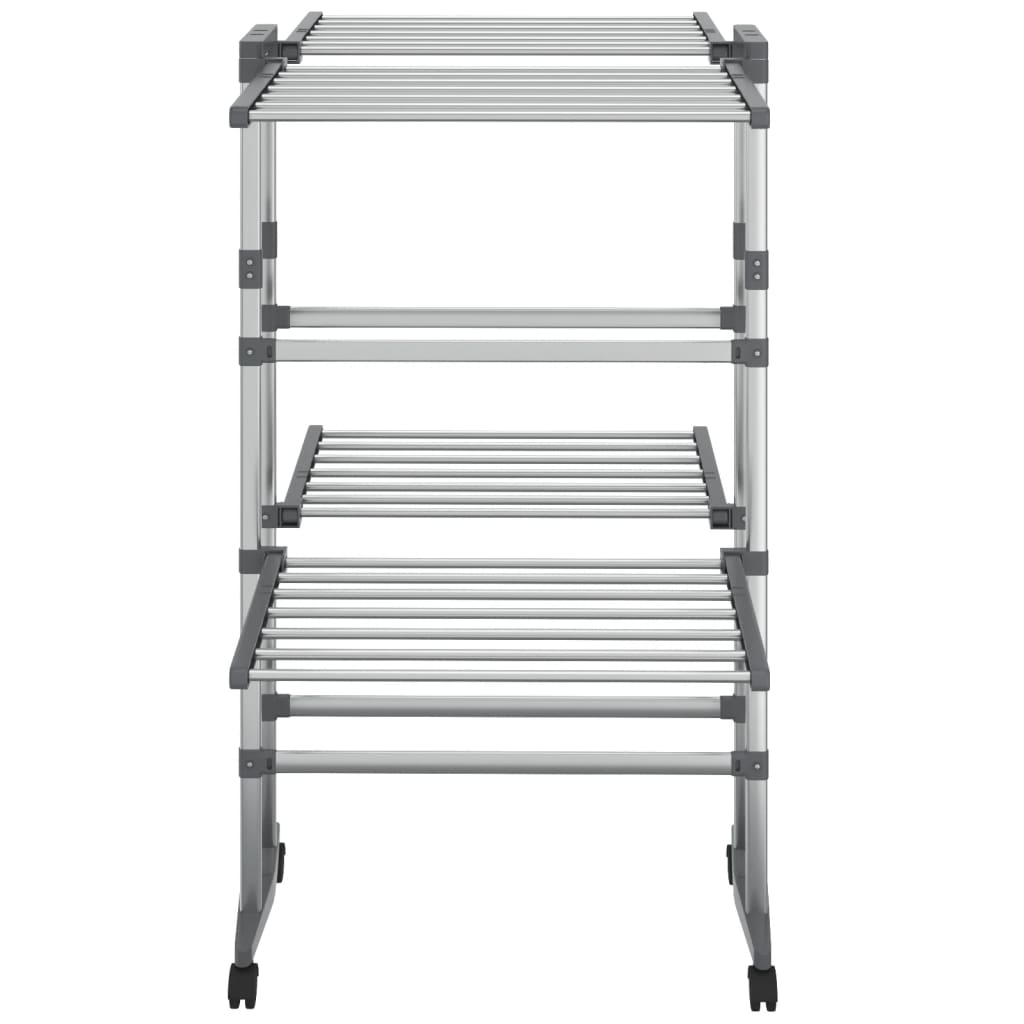 Stendino VidaXL a 2 strati con ruote 60x70x106 cm color argento
