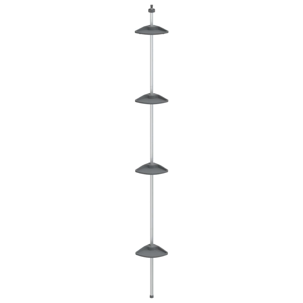 Estante de ducha VidaXL esquinero telescópico de 4 capas modelo aluminio plateado