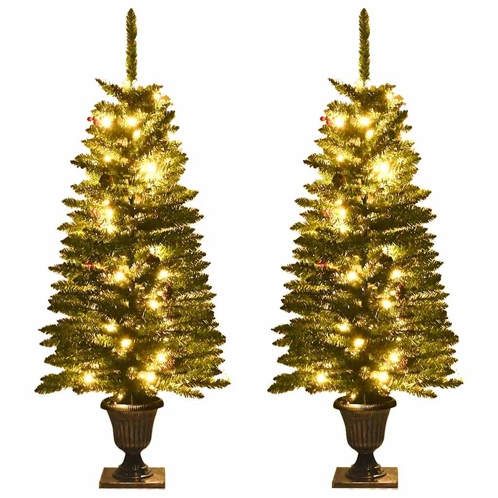 Vidaxl Kunst Christmas Trees 2 sts con corona, guirnaldas y leds