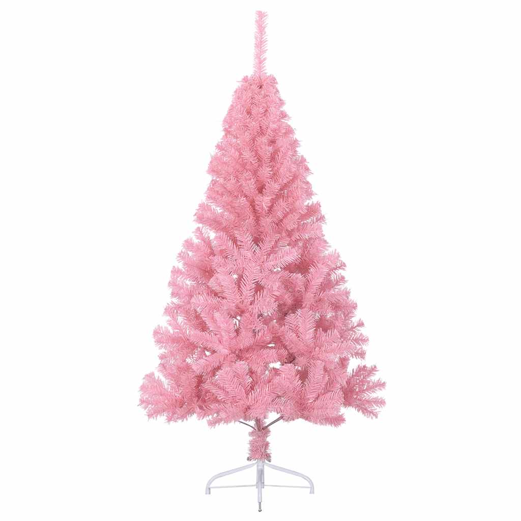 Vidaxl kunstkerstboom met standaard half 120 cm pvc roze