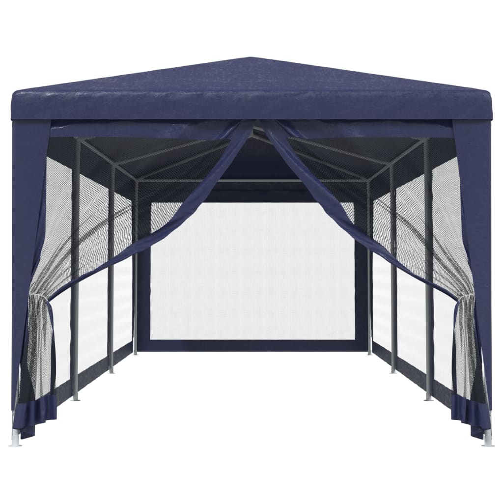 Tenda per feste Vidaxl con 8 pareti laterali a rete 3x9 m HDPE blu