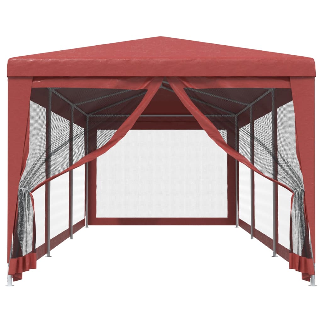 Tienda de fiesta Vidaxl con 8 paredes laterales de malla 3x9 M HDPE RED